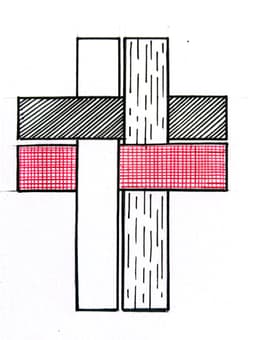 St Matt's Taitā logo — a woven cross in black, white, and red